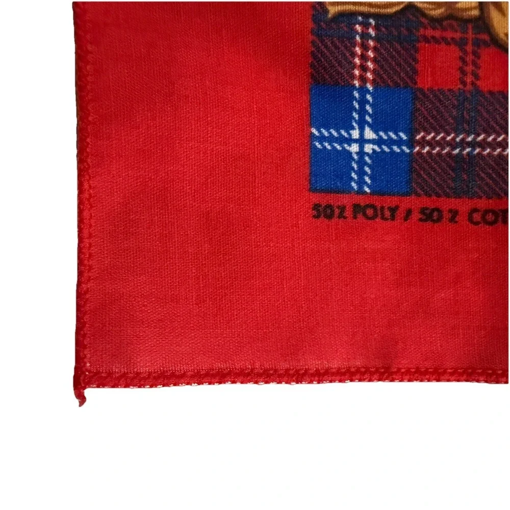 80s Deadstock Western Pictorial Bandana Red Cowboy Horse Handkerchief 20767 USA
